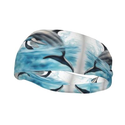 Ocean Dolphin Looking at You Print Unisex Athletic Headband