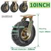 Industrial Heavy-Duty 8"/10" Pneumatic Swivel Casters, 4-Piece Set, Quiet Trolley Wheels, 3 Options view 2