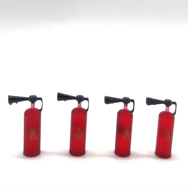 Greenhills Set of 4 Red-Painted Fire Extinguishers, 1.32 Scale - NEW - GP73