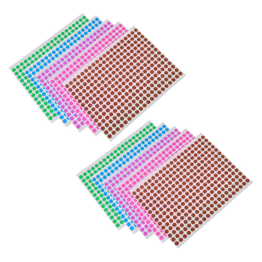 FUNOMOCYA 2,800 Small Round Paper Label Stickers, 8 mm, Color-Coded, Residue-Free