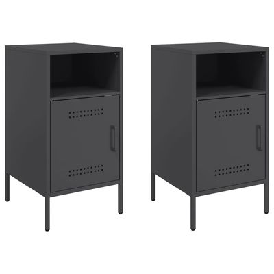 vidaXL Bedside Tables 2 pcs. Black 36 x 39 x 68 cm Steel