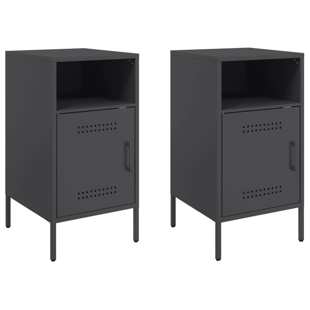vidaXL Bedside Tables 2 pcs. Black 36 x 39 x 68 cm Steel