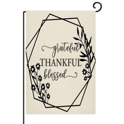 Grateful Thankful Blessed Outdoor Garden Flag, 28 x 40 in, Double-Sided