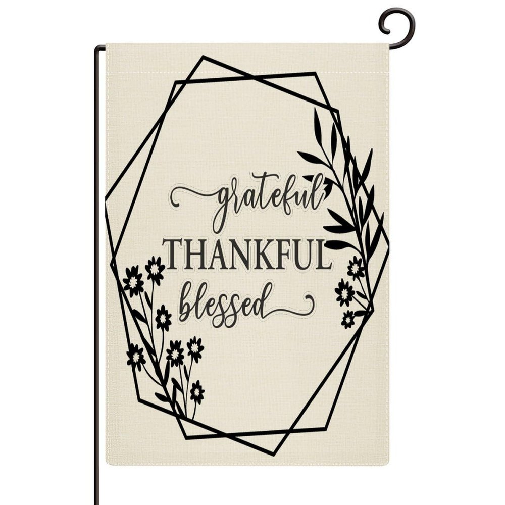 Grateful Thankful Blessed Outdoor Garden Flag, 28 x 40 in, Double-Sided