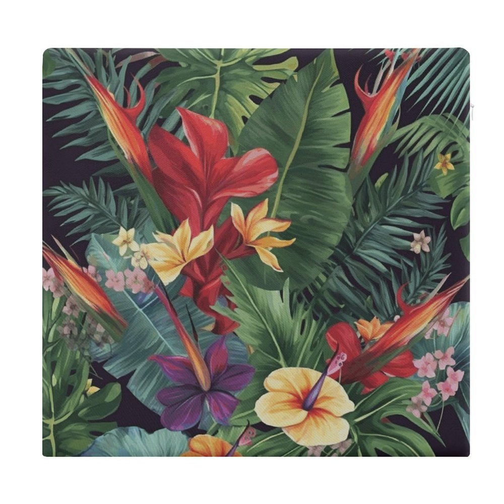 YJWANDL Square Tropical Plant & Floral Memory Foam Seat Cushion