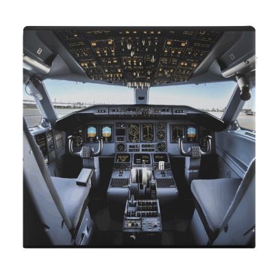 YJWANDO Square Airplane Cockpit Print Memory Foam Chair Cushion