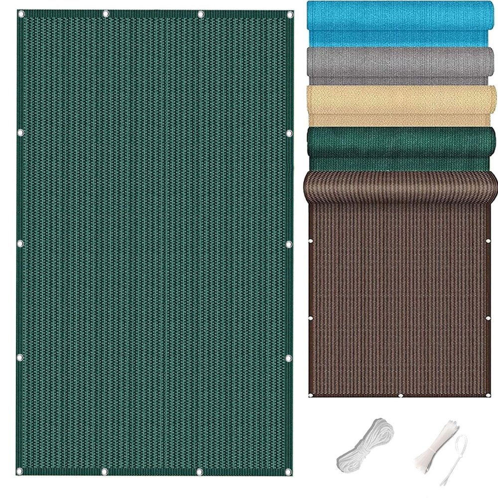 Balcony Privacy Screen 1.2 x 8 m with Wind and Sun Protection, Dark Green