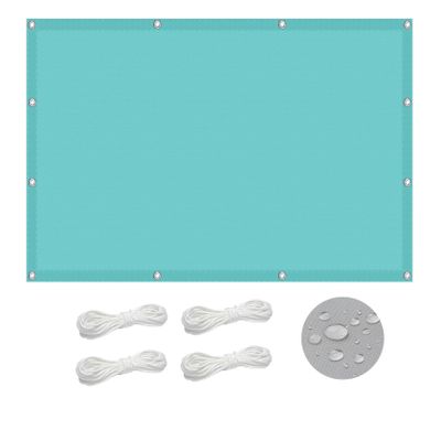 Shade Sail with Mounting Ropes, 800 x 900 cm, Tear-Resistant Weatherproof Rectangular Outdoor Awning, Sky Blue, No Drilling