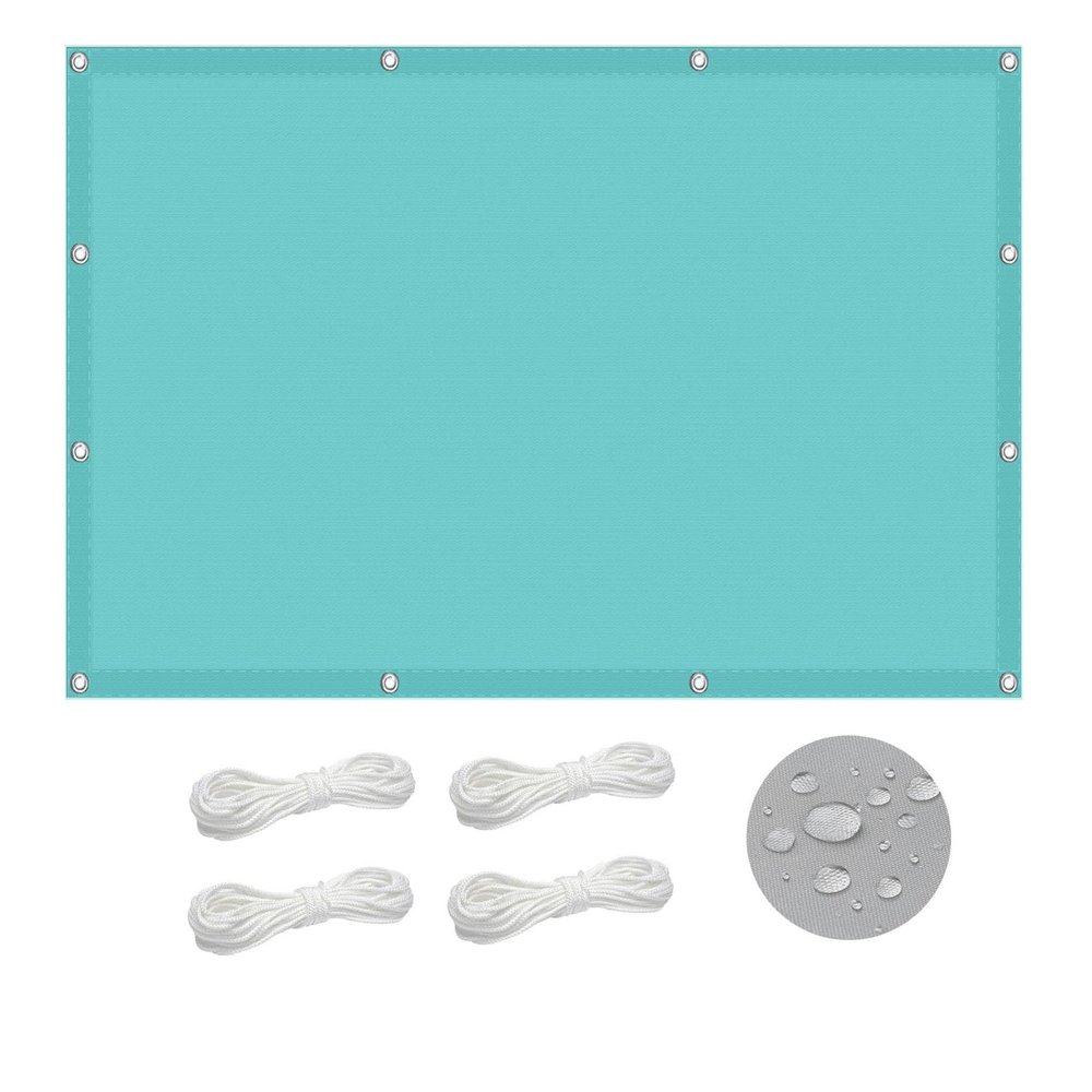 Shade Sail with Mounting Ropes, 800 x 900 cm, Tear-Resistant Weatherproof Rectangular Outdoor Awning, Sky Blue, No Drilling