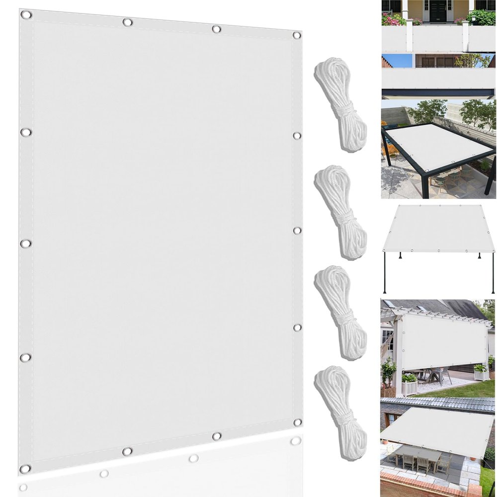 Shade Sail 440 x 660 cm, 98% UV Protection, Waterproof, Tear-Resistant, White