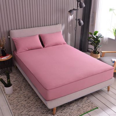 JIALIANG Zippered Mattress Cover, 150 x 200 + 20 cm, Light Pink, Cotton and Microfiber, Breathable