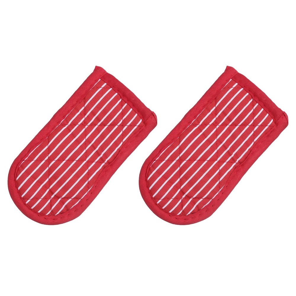 QUARKZMAN 2-Piece Cotton Cast Iron Pan Handle Covers, 3.1 x 5.9 in, Red and White Striped