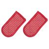 QUARKZMAN 2-Piece Cotton Cast Iron Pan Handle Covers, 3.1 x 5.9 in, Red and White Striped view 1
