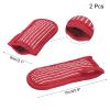 QUARKZMAN 2-Piece Cotton Cast Iron Pan Handle Covers, 3.1 x 5.9 in, Red and White Striped view 2