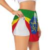 YQxwJL Women's High-Waisted Running Shorts with Ethiopia Motif, Quick-Dry, White/Lush Garden, XX-Large view 1