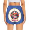 YQxwJL Minnesota Women's Running Shorts with State Flag Print, High-Waisted, Quick-Dry, White/Lush Garden, Large view 3