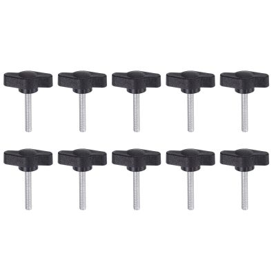 QUARKZMAN 10-Piece M4 x 25 mm T-Handle Thumb Screws, Black Plastic Knobs