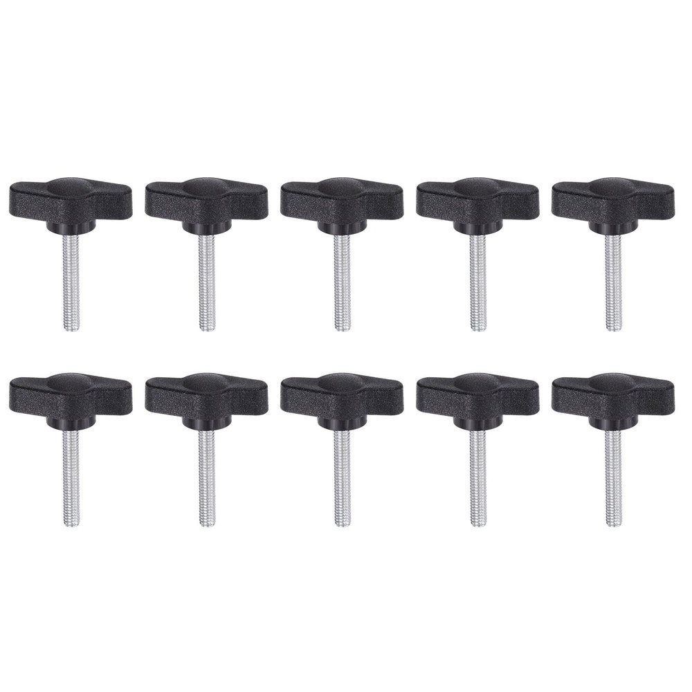 QUARKZMAN 10-Piece M4 x 25 mm T-Handle Thumb Screws, Black Plastic Knobs