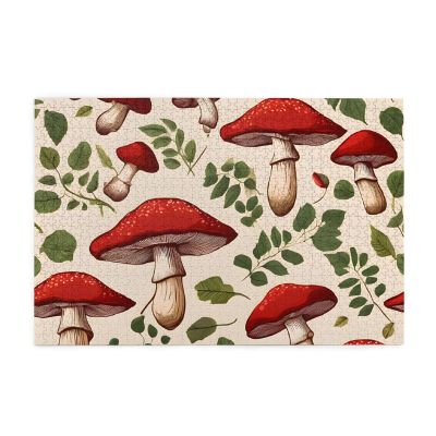 Red Mushrooms Personalized Wooden Puzzle, 1,000 Pieces