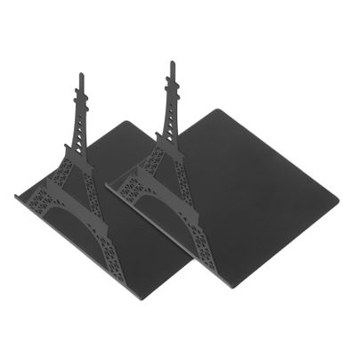 2-Pack Iron Bookends, Black, Flat Base