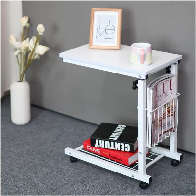 Adjustable Laptop Desk, Bed Table, Rolling Side Table with Storage