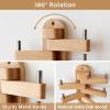 TRWISWDC Rotating Oak Wood Coat Rack, Wall-Mounted, 30.5 cm, Folding Arms, Natural view 2