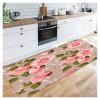Siunwdiy Runner Rug for Hallway and Kitchen, Pink Rose Pattern, 70 x 200 cm, Washable, Non-Slip view 1