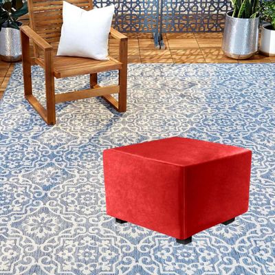 TALCON Velvet Ottoman Cover, Large, Red