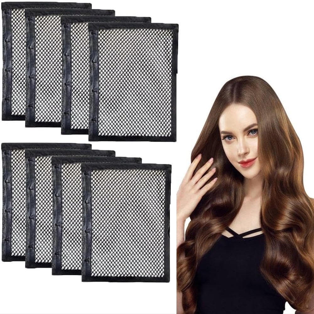 Length and Lock Hair Stretching Nets for Curly Hair, 8-Pack