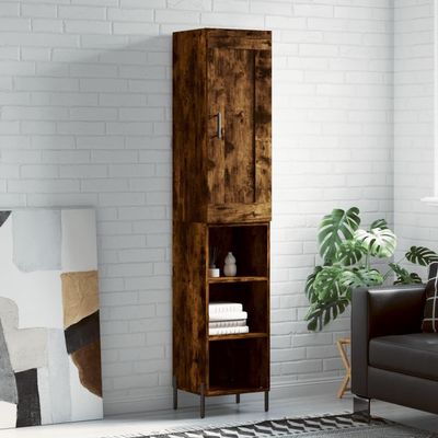 AUUIJKJF Highboard, Smoked Oak, 34.5 x 34 x 180 cm