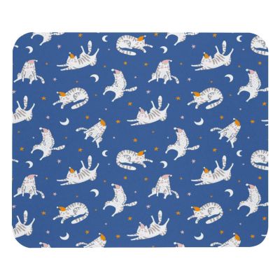 VAPOKF Gaming Mouse Pad, Sleepy Cats with Moon and Stars Print, Non-Slip Desk Mat