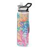 Mnsruu Tropical Coral Pattern Water Bottle with Straw, 1 Liter, Sports Bottle, Tritan, BPA-Free, Clear Water Bottle for Adults, Outdoors, School, Gym, Travel view 1