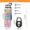Mnsruu Tropical Coral Pattern Water Bottle with Straw, 1 Liter, Sports Bottle, Tritan, BPA-Free, Clear Water Bottle for Adults, Outdoors, School, Gym, Travel view 3