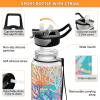 Mnsruu Tropical Coral Pattern Water Bottle with Straw, 1 Liter, Sports Bottle, Tritan, BPA-Free, Clear Water Bottle for Adults, Outdoors, School, Gym, Travel view 4