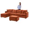 SYLC Velvet L-Shaped Sofa Cover, Stretch Couch Slipcover, Orange, 185–230 cm view 1