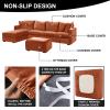 SYLC Velvet L-Shaped Sofa Cover, Stretch Couch Slipcover, Orange, 185–230 cm view 3