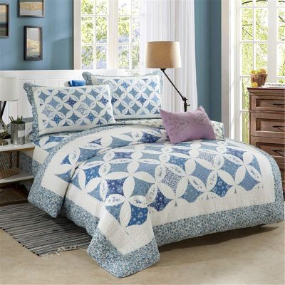 asdchZen 3-Piece Quilted Cotton Bedspread Set for Queen Bed, Green