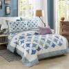 asdchZen 3-Piece Quilted Cotton Bedspread Set for Queen Bed, Green view 1
