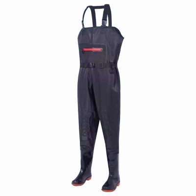 KPHYMOD Waterproof PVC Hip Waders with Boots, Black, EU 41
