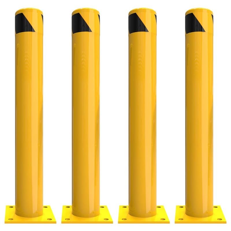 DLAZUM 52-Inch Steel Bollard, Driveway Safety Barrier Post, 4.5-Inch Diameter, Yellow