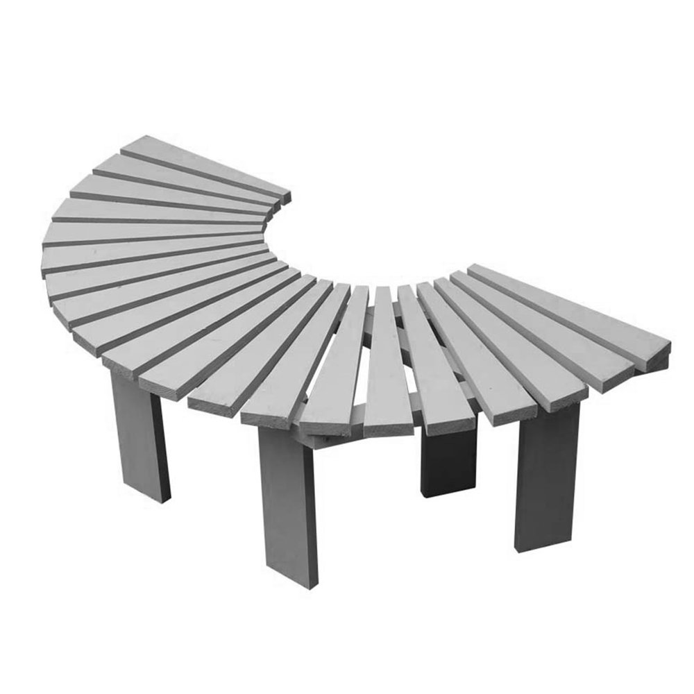 TRGCJGH Half-Round Wooden Tree Bench, Gray