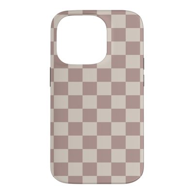 Beige and Brown Checkerboard Case for iPhone 14 Pro