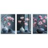 WQBQKKX Set of 3 Minimalist Floral Canvas Prints, Pink and Gray, Modern Wall Art for Bedroom, 40 x 60 cm Each, Unframed view 1