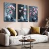 WQBQKKX Set of 3 Minimalist Floral Canvas Prints, Pink and Gray, Modern Wall Art for Bedroom, 40 x 60 cm Each, Unframed view 4