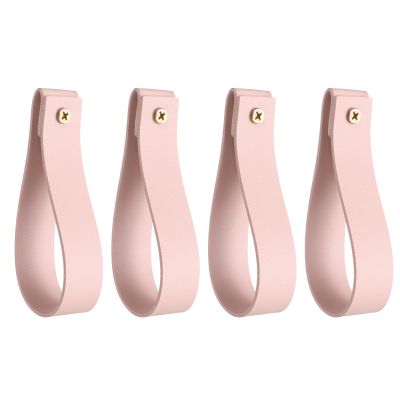 QUARKZMAN 4-Pc. Leather Curtain Rod Holders, 1 x 4.7 in. Wall Mount Straps with Screws, Pale Pink