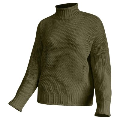 Women's Knit Sweater, Thick Yarn, High Collar, Snow Lace Fleece Pullover, 4X-Large