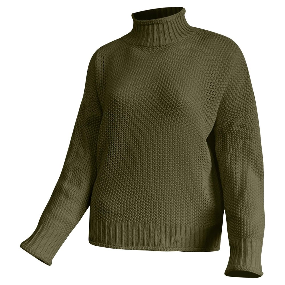 Women's Knit Sweater, Thick Yarn, High Collar, Snow Lace Fleece Pullover, 4X-Large