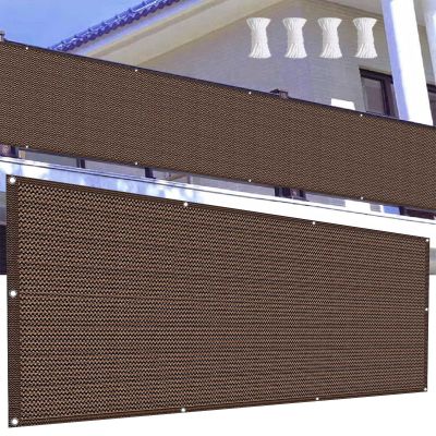 Brown Balcony Privacy Screen with Grommets, 105 x 875 cm