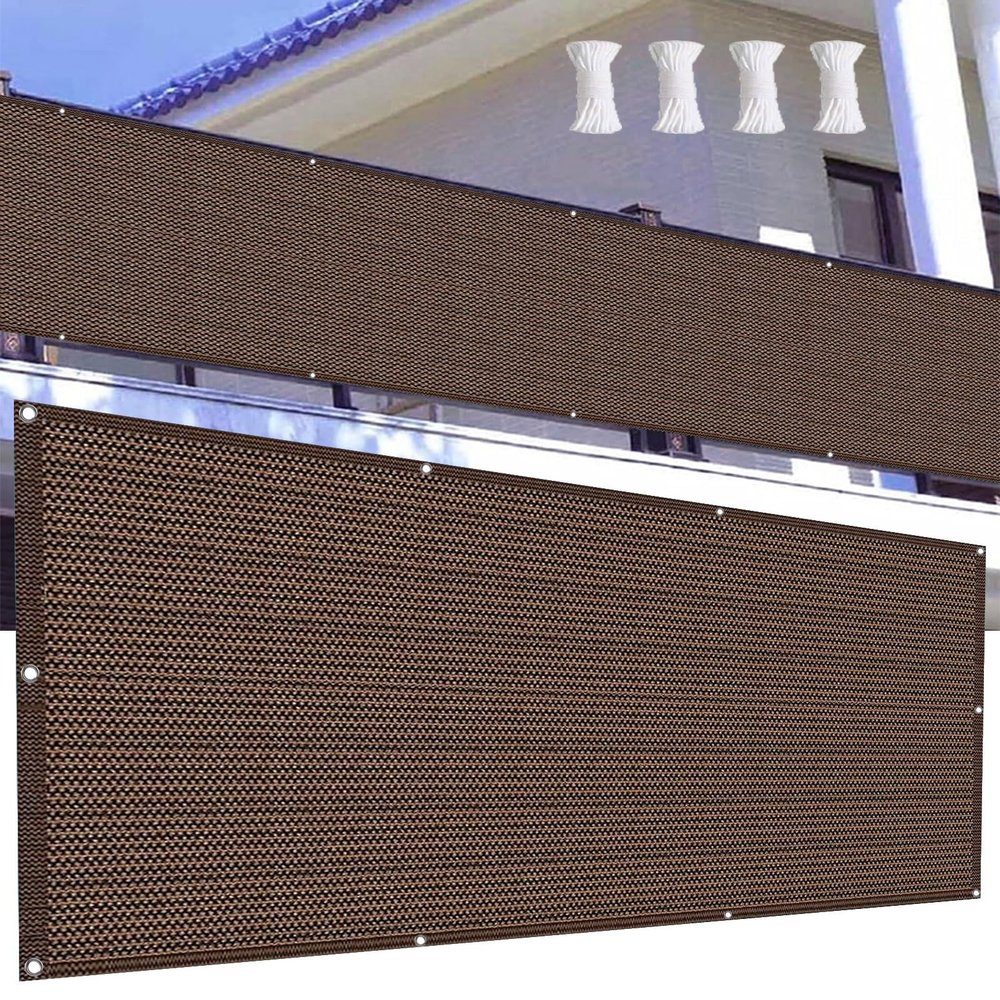 Brown Balcony Privacy Screen with Grommets, 105 x 875 cm