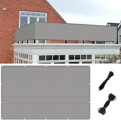Balcony Privacy Screen 260 x 940 cm, Wind and Sun Protection, Light Gray